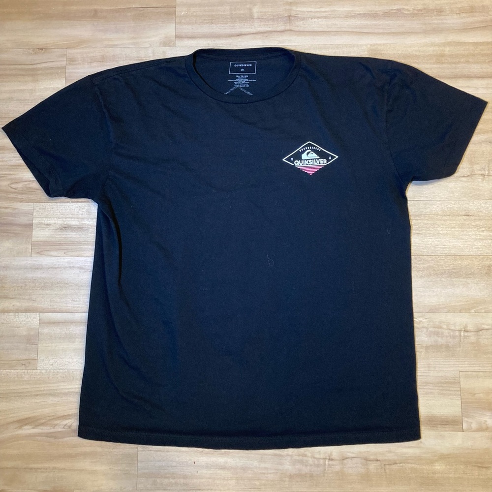 Quiksilver Black Short Sleeve Tee with Small Red Accent